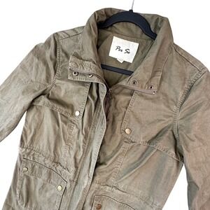 Per Se Womens‎ M Olive Green Utility Field Jacket Military Safari Core